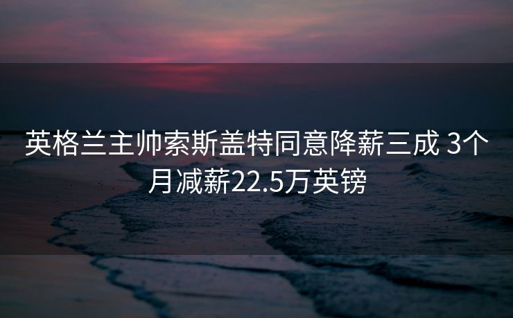 英格兰主帅索斯盖特同意降薪三成 3个月减薪22.5万英镑