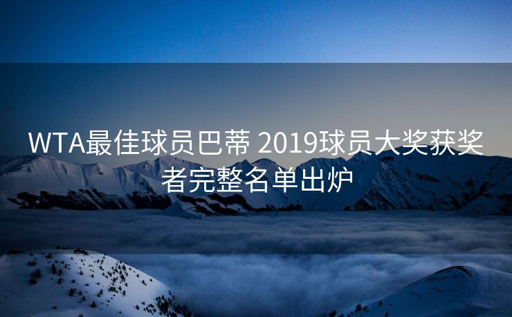 WTA最佳球员巴蒂 2019球员大奖获奖者完整名单出炉