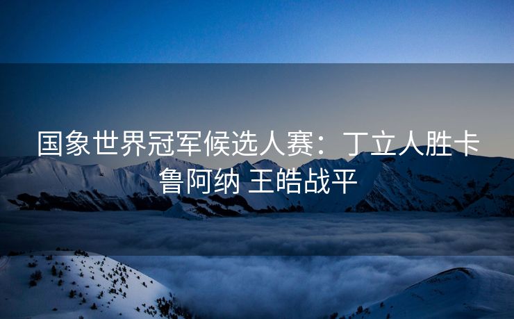 国象世界冠军候选人赛：丁立人胜卡鲁阿纳 王皓战平