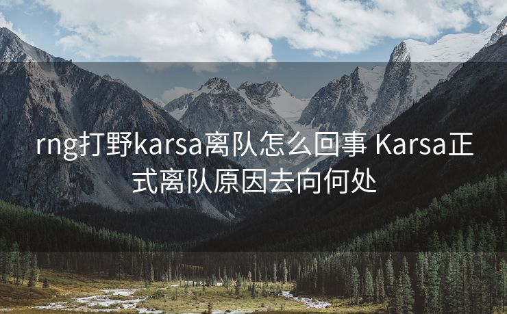 rng打野karsa离队怎么回事 Karsa正式离队原因去向何处