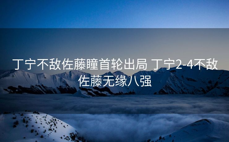 丁宁不敌佐藤瞳首轮出局 丁宁2-4不敌佐藤无缘八强