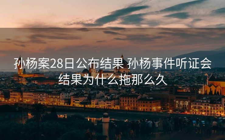 孙杨案28日公布结果 孙杨事件听证会结果为什么拖那么久