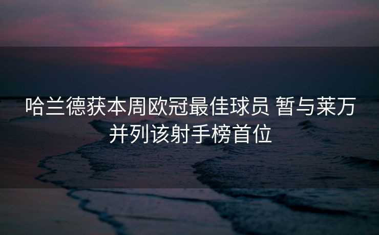 哈兰德获本周欧冠最佳球员 暂与莱万并列该射手榜首位