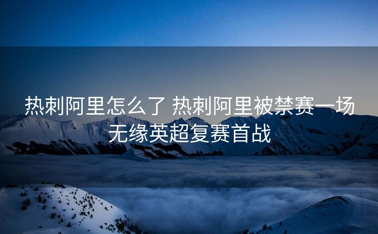 热刺阿里怎么了 热刺阿里被禁赛一场无缘英超复赛首战