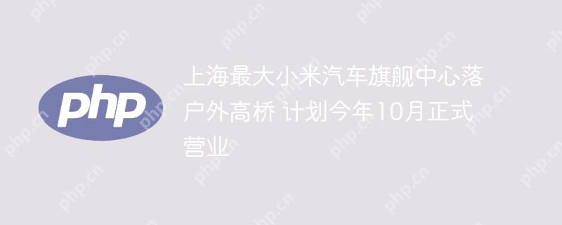 上海最大小米汽车旗舰中心落户外高桥 计划今年10月正式营业