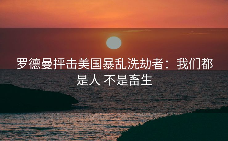 罗德曼抨击美国暴乱洗劫者：我们都是人 不是畜生