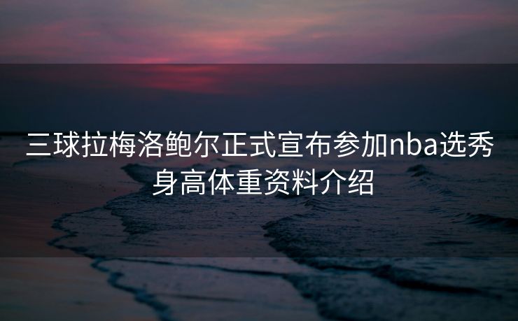 三球拉梅洛鲍尔正式宣布参加nba选秀 身高体重资料介绍
