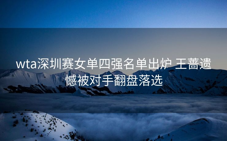 wta深圳赛女单四强名单出炉 王蔷遗憾被对手翻盘落选