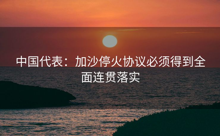 中国代表：加沙停火协议必须得到全面连贯落实