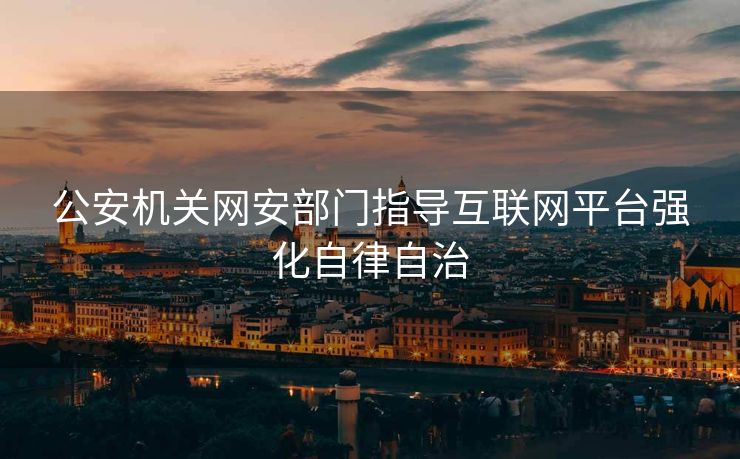 公安机关网安部门指导互联网平台强化自律自治