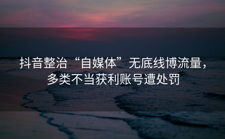抖音整治“自媒体”无底线博流量，多类不当获利账号遭处罚