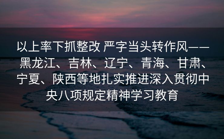 以上率下抓整改 严字当头转作风——黑龙江、吉林、辽宁、青海、甘肃、宁夏、陕西等地扎实推进深入贯彻中央八项规定精神学习教育