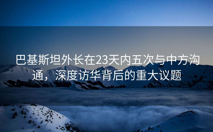巴基斯坦外长在23天内五次与中方沟通，深度访华背后的重大议题