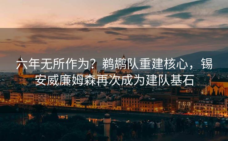 六年无所作为？鹈鹕队重建核心，锡安威廉姆森再次成为建队基石