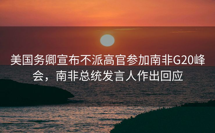 美国务卿宣布不派高官参加南非G20峰会，南非总统发言人作出回应