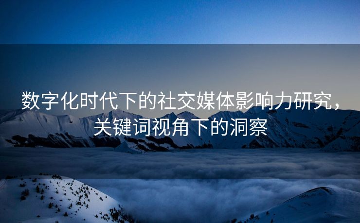 数字化时代下的社交媒体影响力研究，关键词视角下的洞察