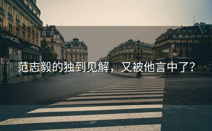 范志毅的独到见解，又被他言中了？