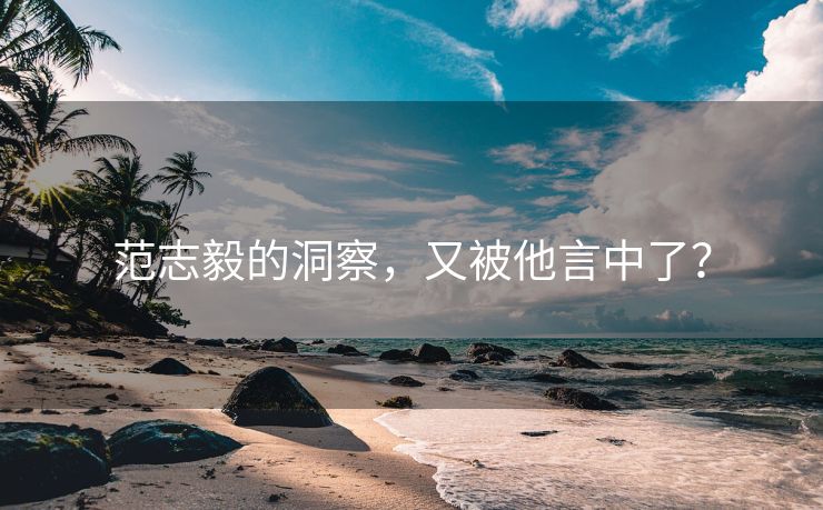 范志毅的洞察，又被他言中了？