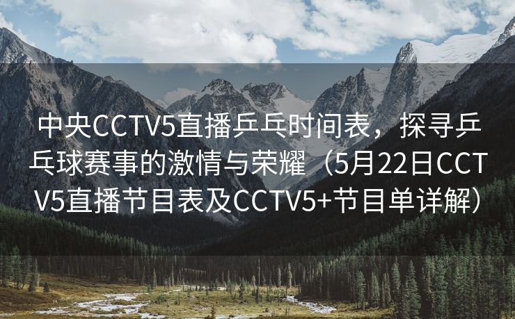 中央CCTV5直播乒乓时间表，探寻乒乓球赛事的激情与荣耀（5月22日CCTV5直播节目表及CCTV5+节目单详解）
