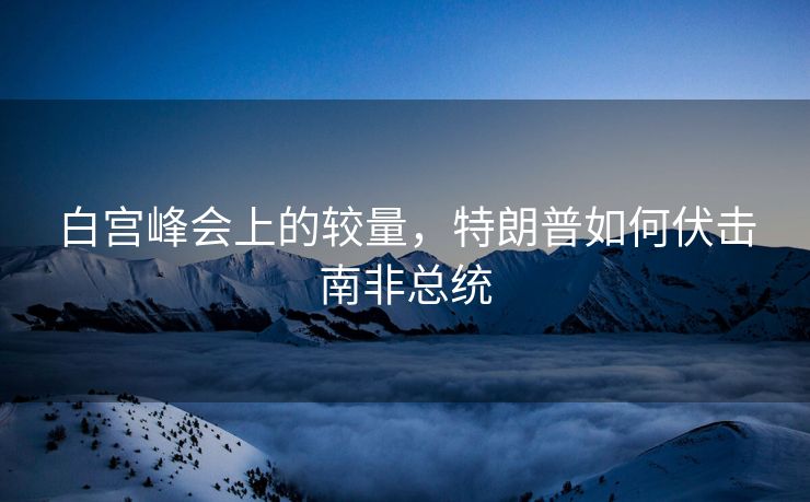 白宫峰会上的较量，特朗普如何伏击南非总统