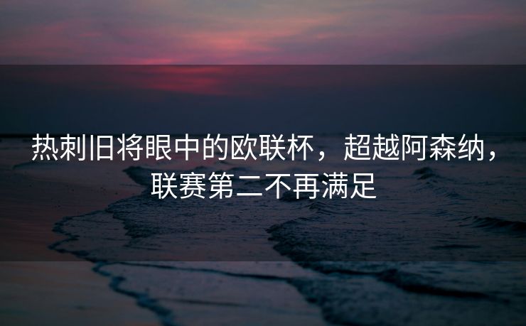 热刺旧将眼中的欧联杯，超越阿森纳，联赛第二不再满足