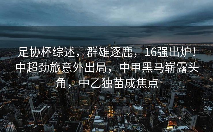足协杯综述，群雄逐鹿，16强出炉！中超劲旅意外出局，中甲黑马崭露头角，中乙独苗成焦点