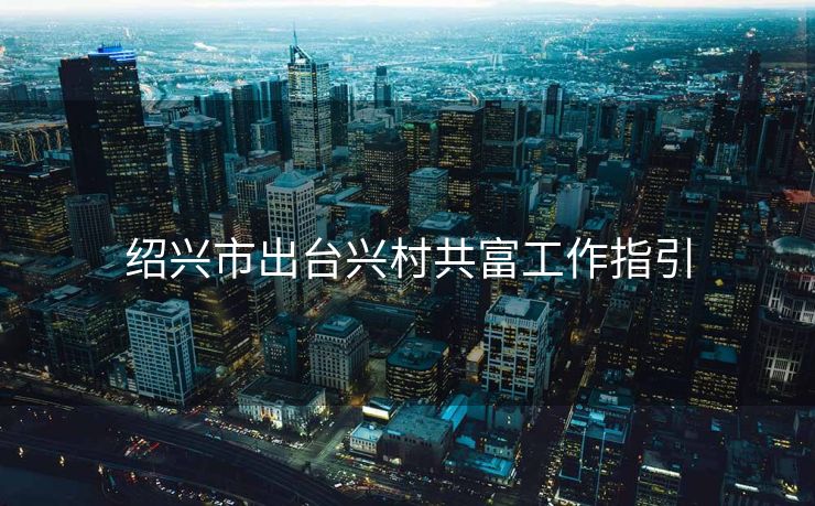 绍兴市出台兴村共富工作指引