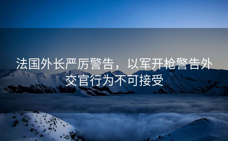 法国外长严厉警告，以军开枪警告外交官行为不可接受