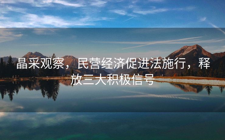 晶采观察，民营经济促进法施行，释放三大积极信号