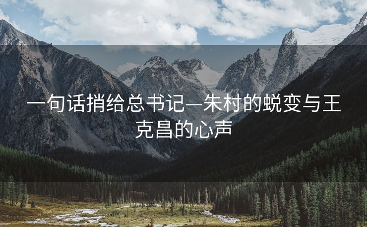 一句话捎给总书记—朱村的蜕变与王克昌的心声