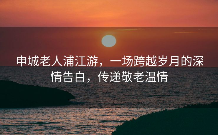 申城老人浦江游，一场跨越岁月的深情告白，传递敬老温情