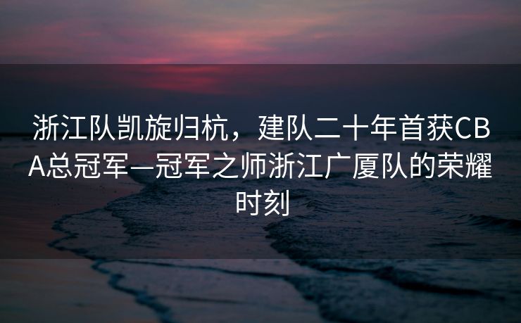 浙江队凯旋归杭，建队二十年首获CBA总冠军—冠军之师浙江广厦队的荣耀时刻