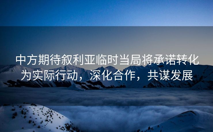 中方期待叙利亚临时当局将承诺转化为实际行动，深化合作，共谋发展