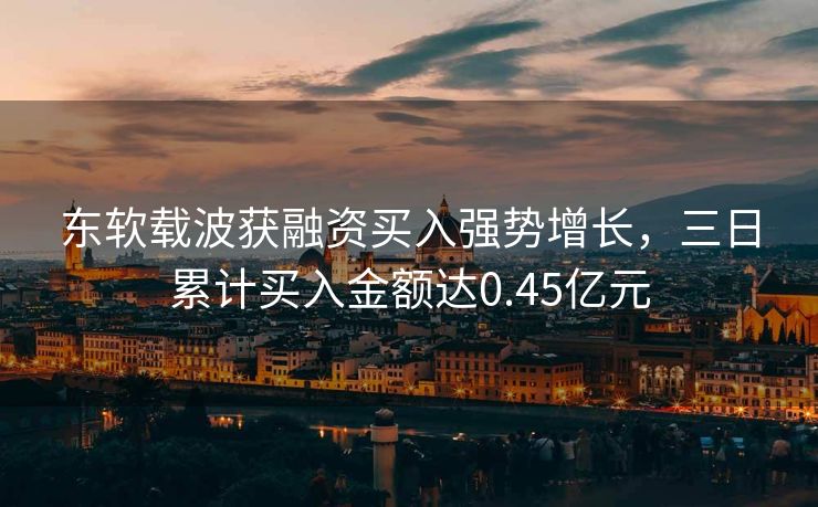 东软载波获融资买入强势增长，三日累计买入金额达0.45亿元
