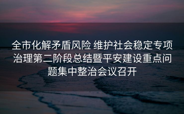 全市化解矛盾风险 维护社会稳定专项治理第二阶段总结暨平安建设重点问题集中整治会议召开