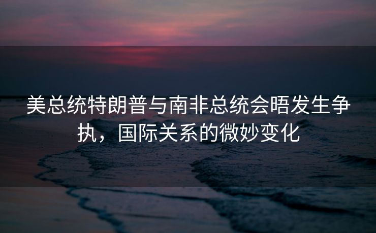美总统特朗普与南非总统会晤发生争执，国际关系的微妙变化
