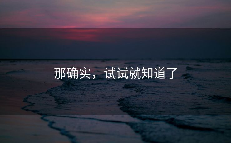 那确实，试试就知道了