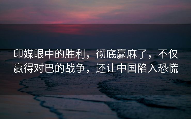 印媒眼中的胜利，彻底赢麻了，不仅赢得对巴的战争，还让中国陷入恐慌