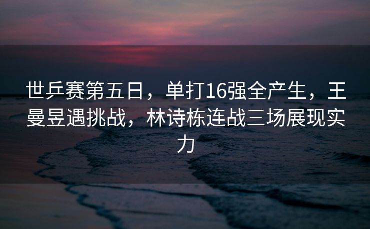 世乒赛第五日，单打16强全产生，王曼昱遇挑战，林诗栋连战三场展现实力