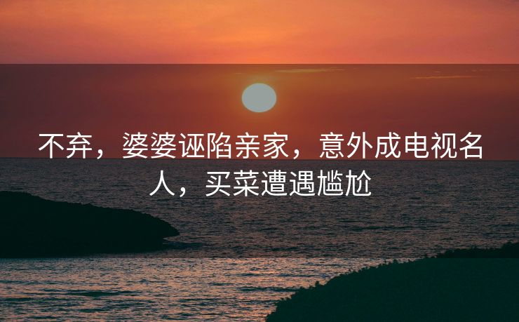 不弃，婆婆诬陷亲家，意外成电视名人，买菜遭遇尴尬