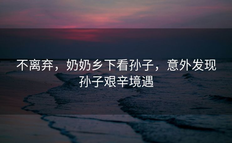 不离弃，奶奶乡下看孙子，意外发现孙子艰辛境遇