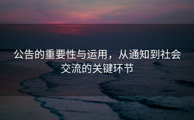 公告的重要性与运用，从通知到社会交流的关键环节