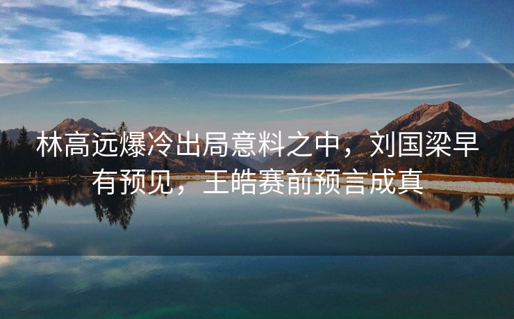 林高远爆冷出局意料之中，刘国梁早有预见，王皓赛前预言成真