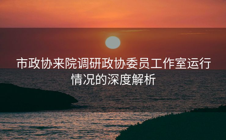市政协来院调研政协委员工作室运行情况的深度解析