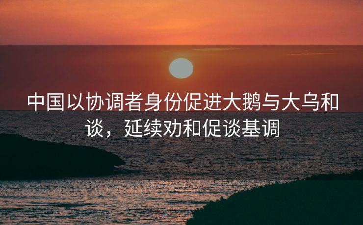中国以协调者身份促进大鹅与大乌和谈，延续劝和促谈基调