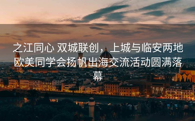 之江同心 双城联创，上城与临安两地欧美同学会扬帆出海交流活动圆满落幕