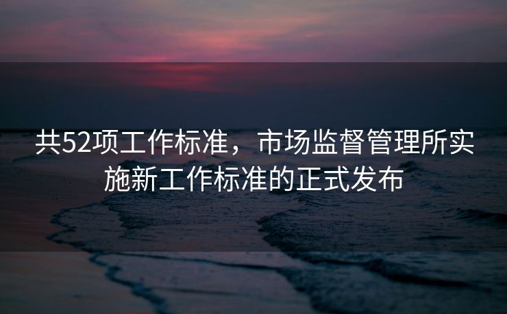 共52项工作标准，市场监督管理所实施新工作标准的正式发布