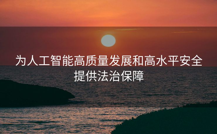 为人工智能高质量发展和高水平安全提供法治保障
