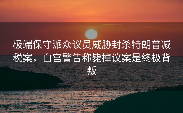 极端保守派众议员威胁封杀特朗普减税案，白宫警告称毙掉议案是终极背叛