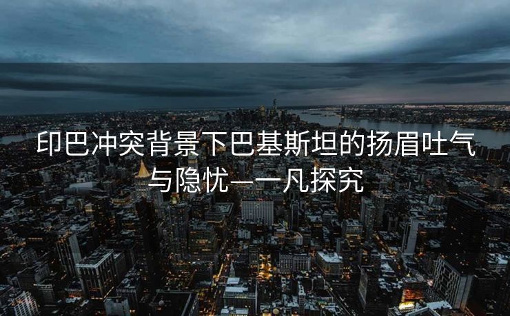 印巴冲突背景下巴基斯坦的扬眉吐气与隐忧—一凡探究